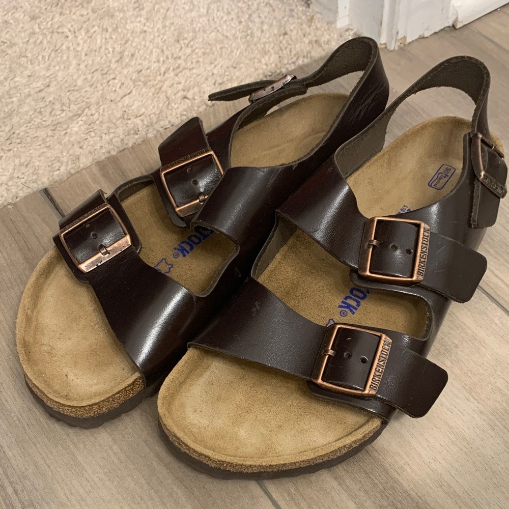Birkenstock Dark Brown Leather Sandals